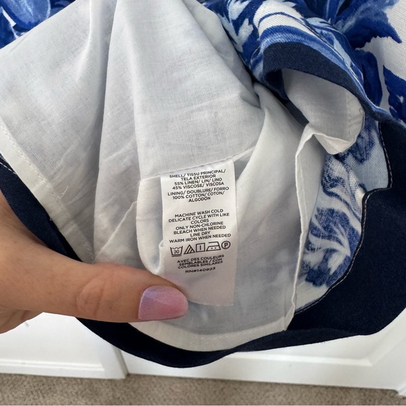 LOFT Corfu Weekend Linen Blue White Dress NWT - Picture 7 of 7